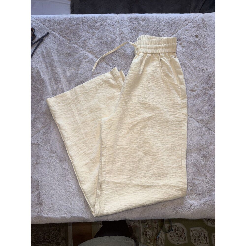 KICZOY Women Flowy Pants Drawstring Waist Wide Leg Palazzo Pants Loose Fit XS